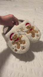 Christmas Snowflake Gingerbread Slippers Winter Indoor Non-slip Floor Bedroom Fuzzy House Shoes For Women Home Slippers