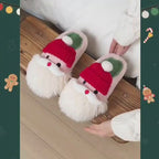 Cute Christmas Santa Claus Home Slippers Winter Warm Indoor Non-slip Floor Plush Shoes For Women