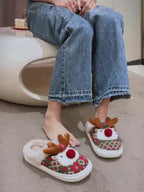 Cute Christmas Elk Plush Slippers Winter Ins Fashion Non-slip Floor Bedroom Home Slippers For Women Fuzzy House Shoes